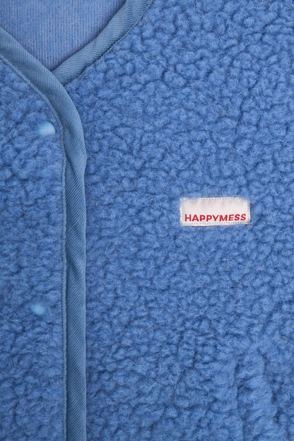 Blue fleece fabric with a &