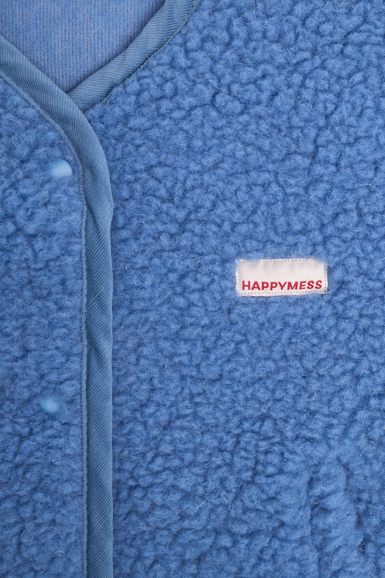 Blue fleece fabric with a &
