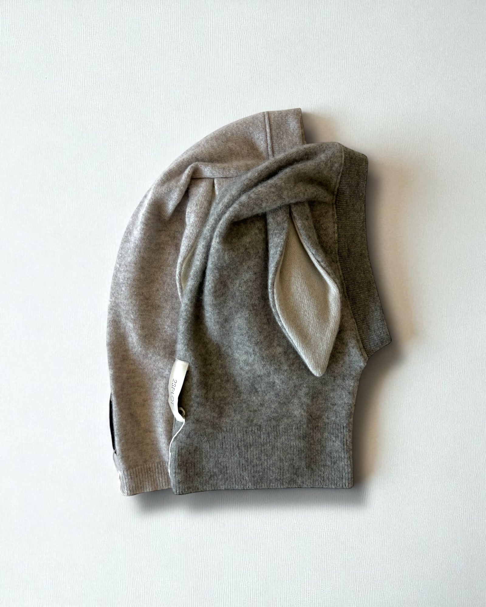 Balaclava mit Häschenmotiv aus reinem Kaschmir - Grau