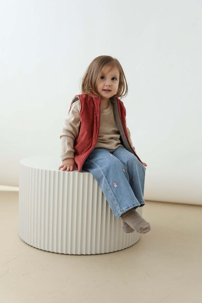 Reversible Merino Wool &amp; Corduroy Vest — Forest Green &amp; Raspberry
