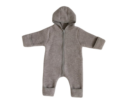 Gray baby overall with a hood