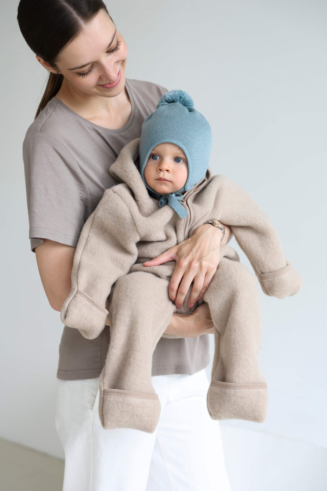 Baby-Overall aus 100% Bio-Merinowolle – Sand