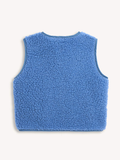 Blue merino wool  vest on a white background