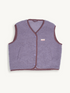 Purple vest with brown trim on a white background