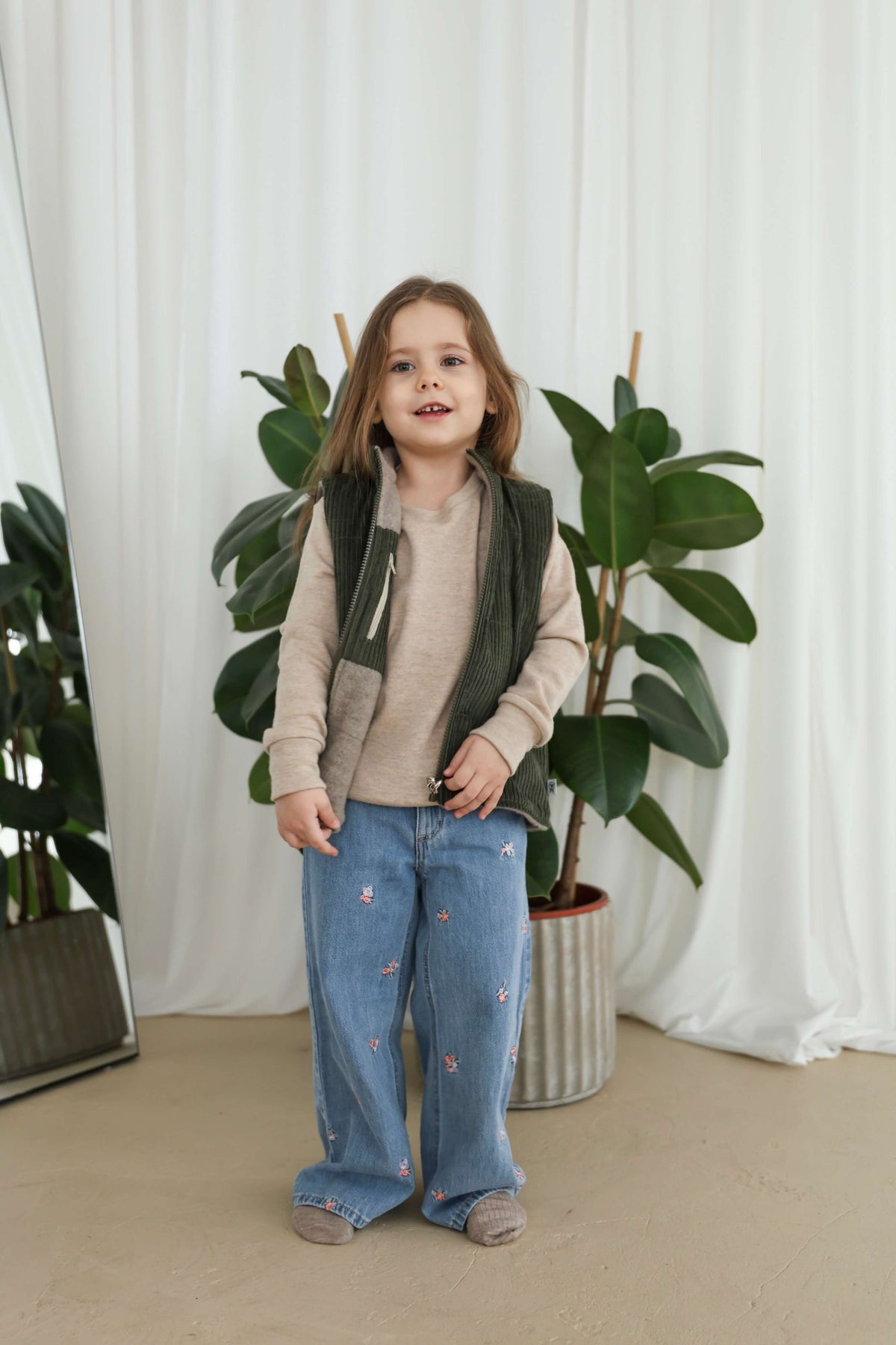 Reversible Merino Wool &amp; Corduroy Vest — Forest Green &amp; Raspberry