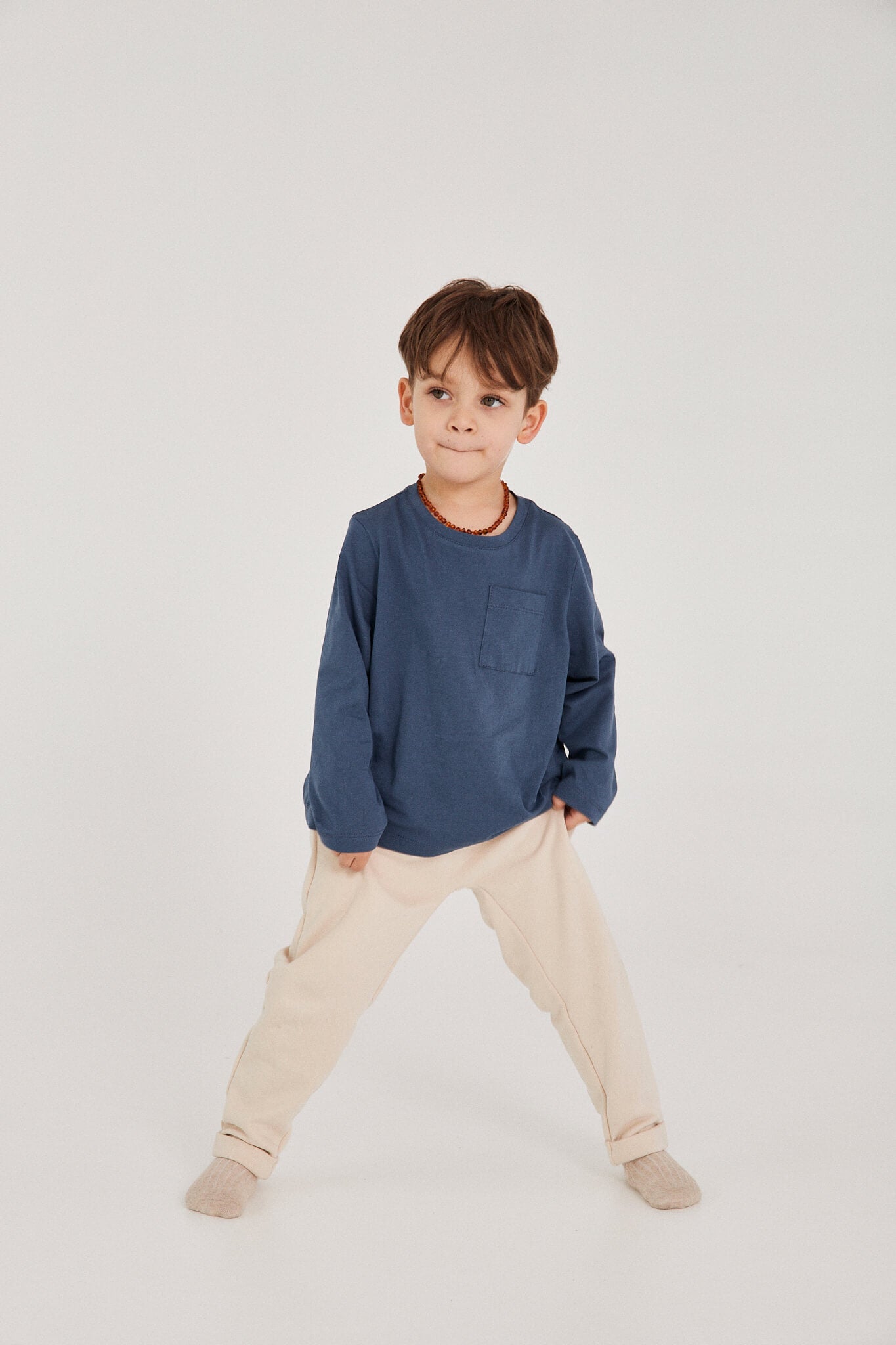 Denim organic cotton longsleeve t-shirt