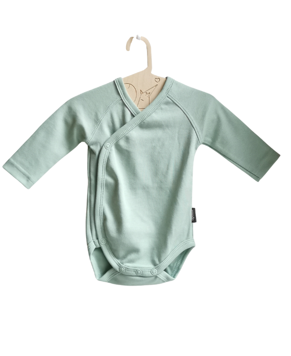 organic cotton kimono style bodysuit in color pistachio