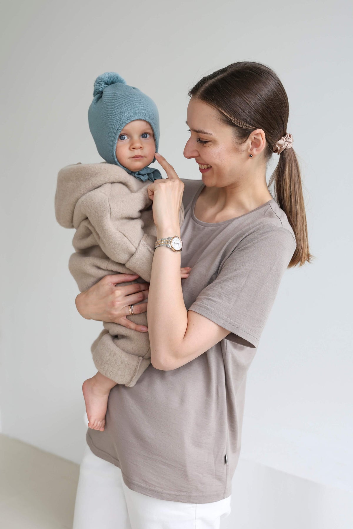 Baby-Overall aus 100% Bio-Merinowolle – Sand