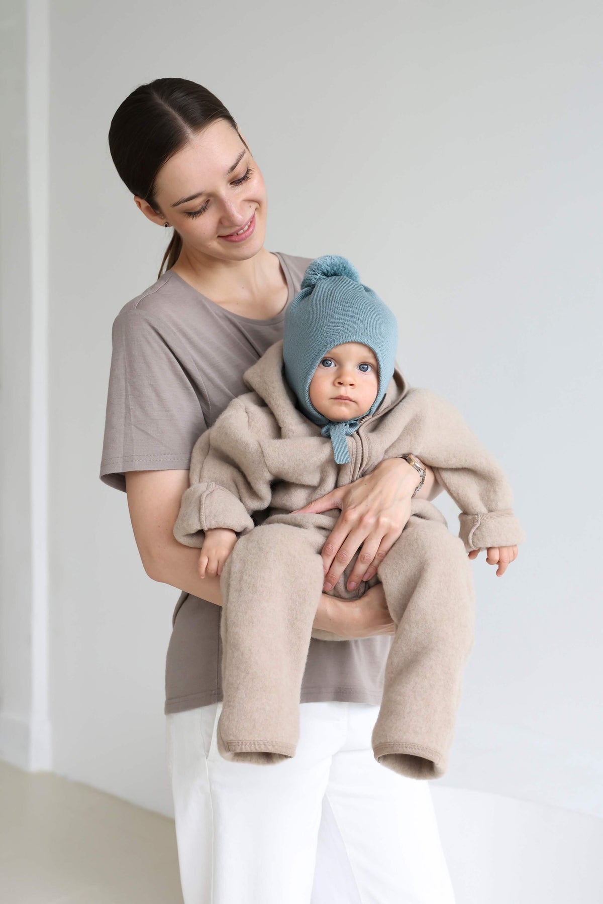 Baby-Overall aus 100% Bio-Merinowolle – Sand