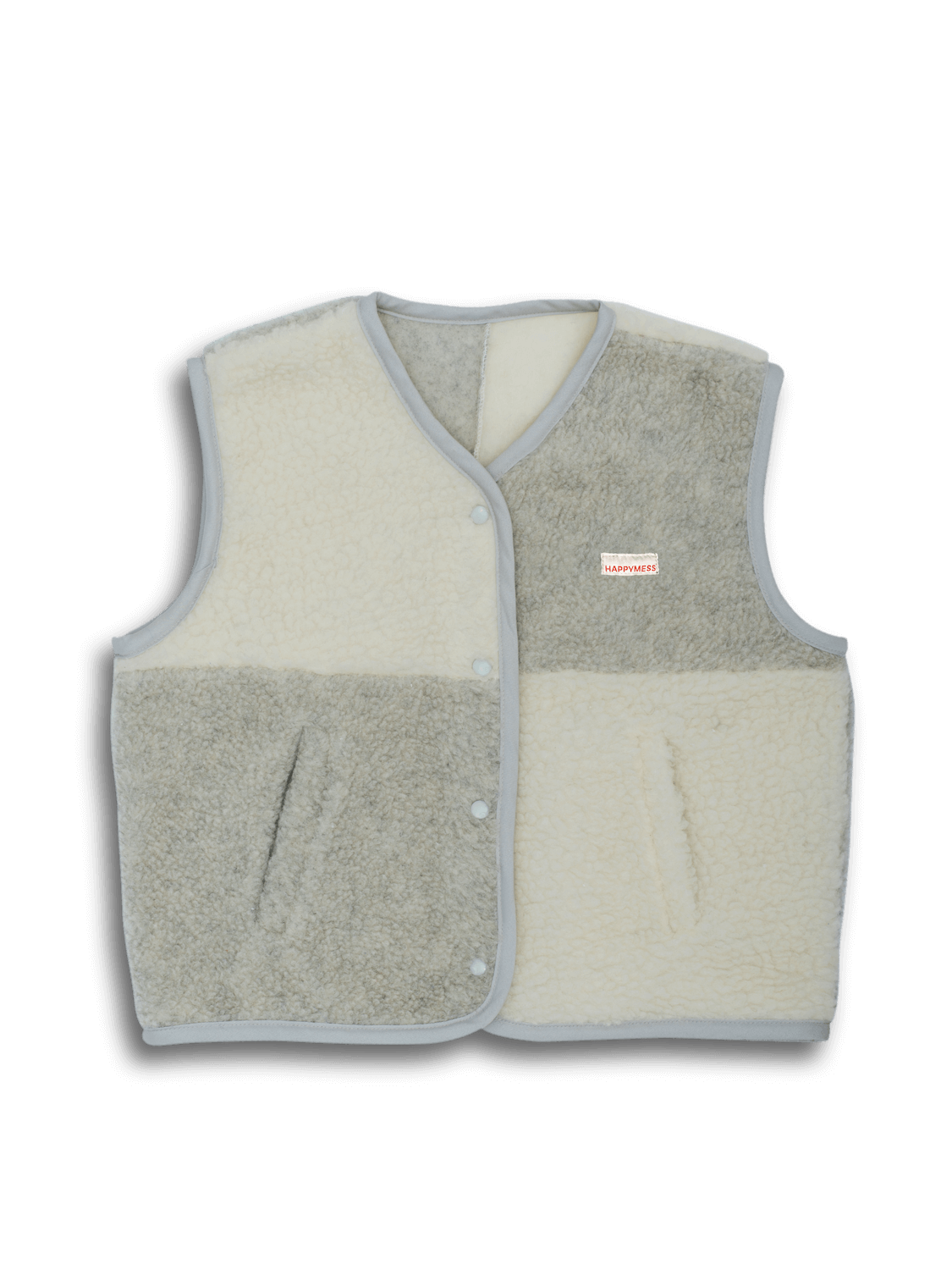 Merinowolle Weste Adult - Cream & Grau - Happymess