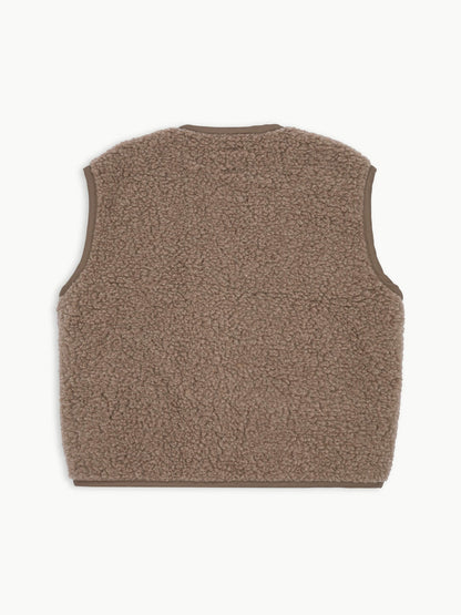 Brown fleece vest on a white background