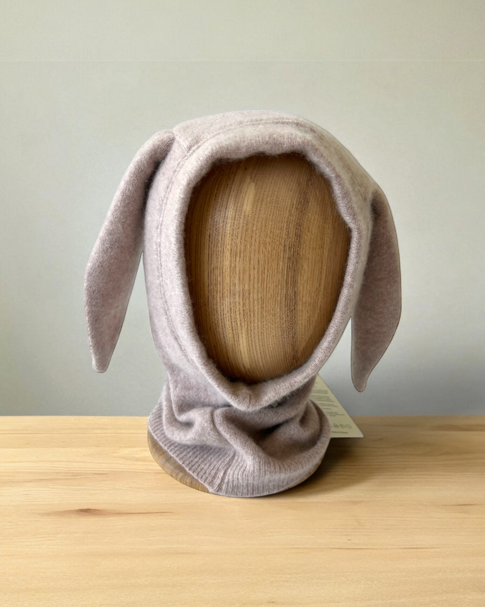 Balaclava mit Häschenmotiv aus reinem Kaschmir – Vintage Pink